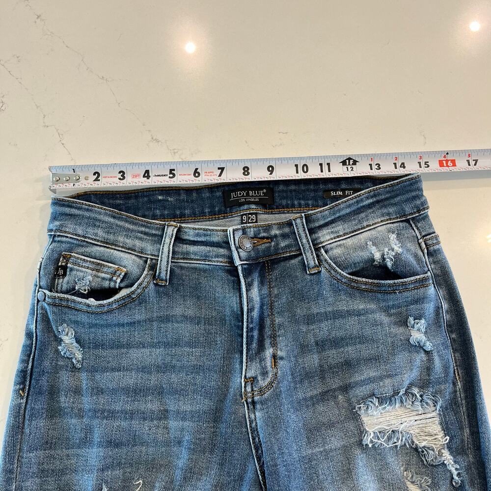 Judy Blue Slim Fit Jeans Distressed Size 9‎ /29 - Picture 7 of 9
